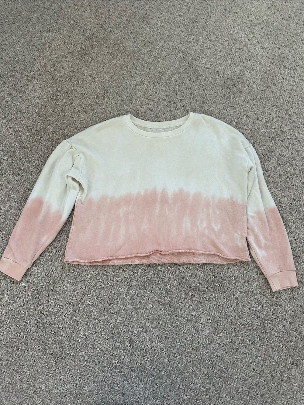 Dip-Dye Crewneck Sweatshirt in Cream and Dusty Pink